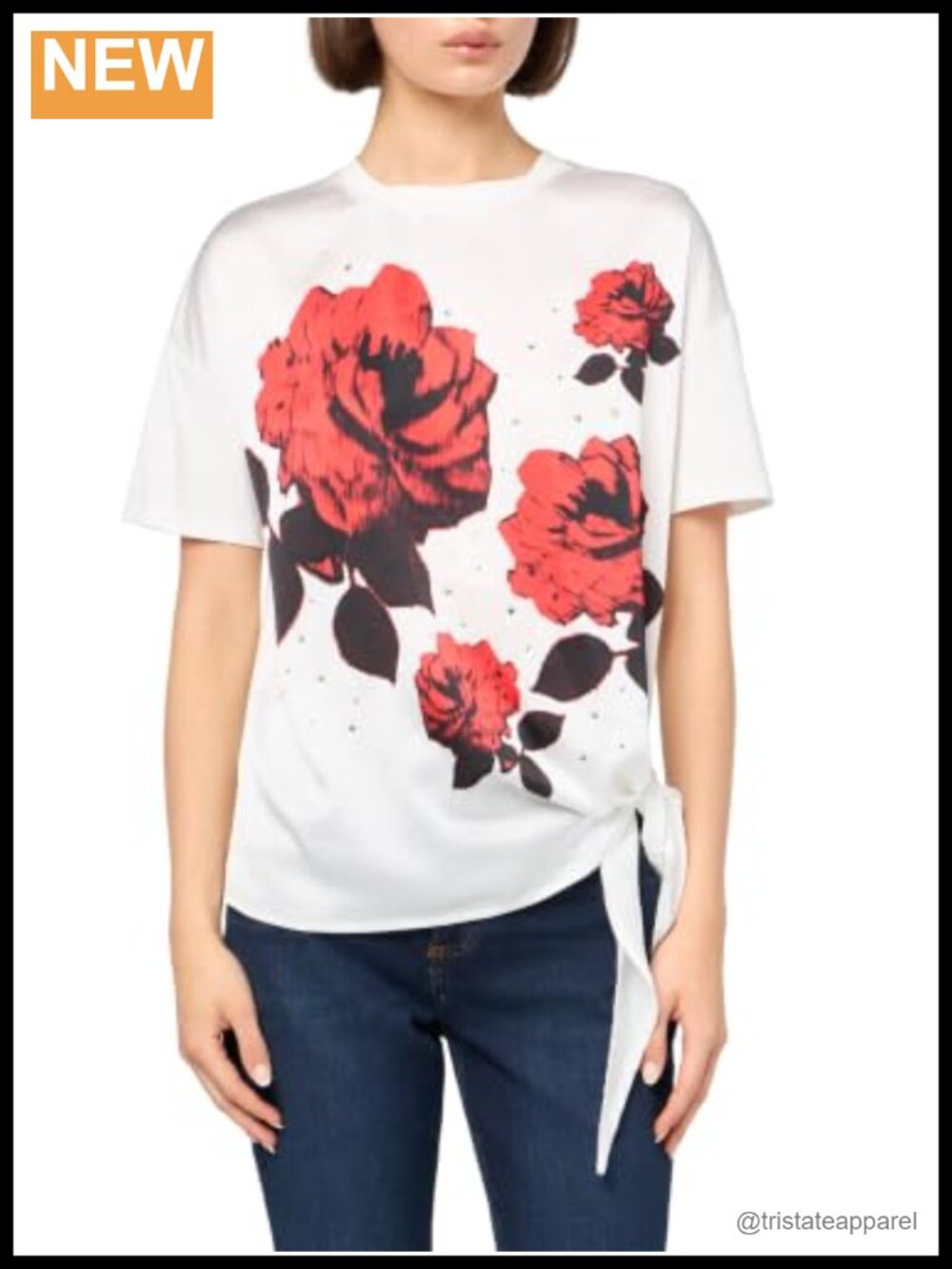 Floral Print Summer Feminine Blouse, Short Sleeve Scoop Neck, 100% Polyester